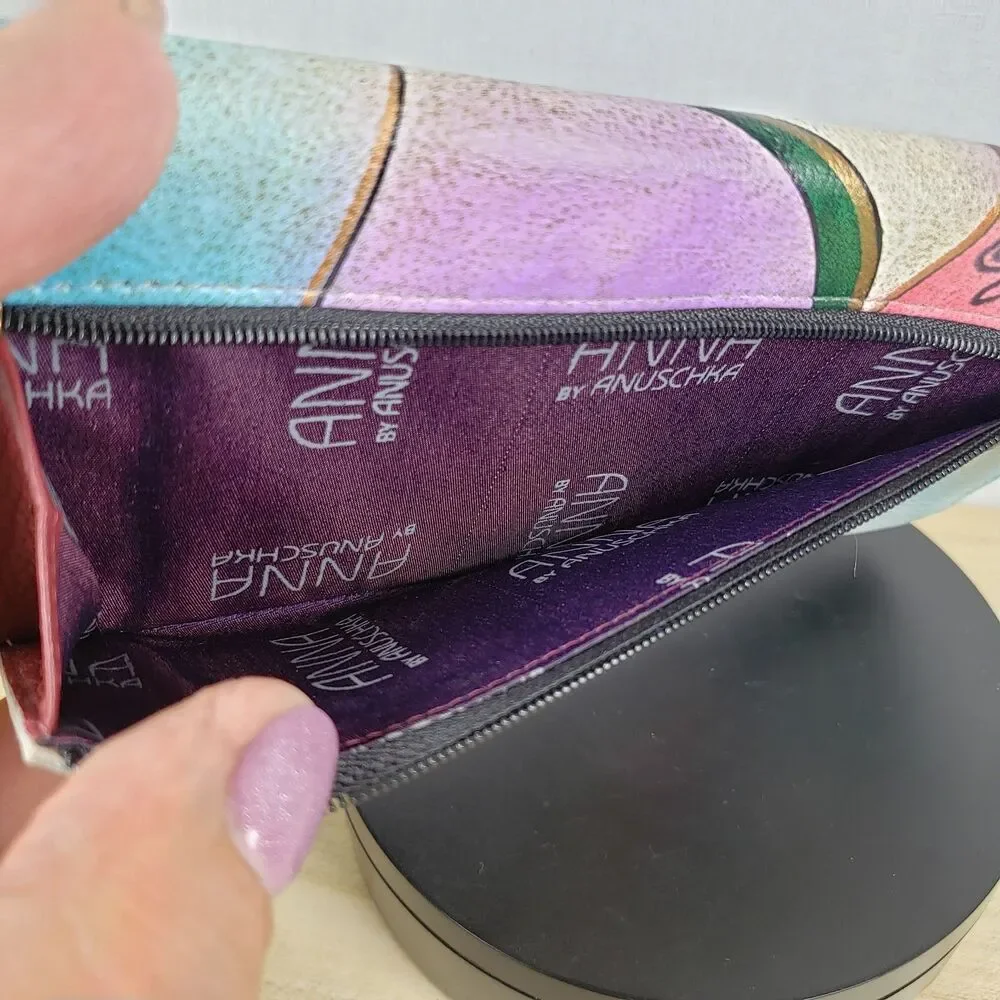 Anushka By Anna Stained Glass Art Dragonfly Genuine Leather Multi Pocket Wallet